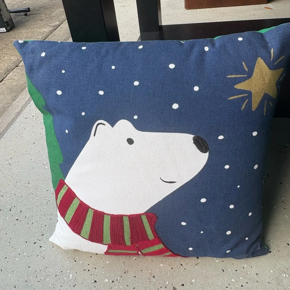 Holiday Living Polar Bear 16”Throw Pillows - Navy and White